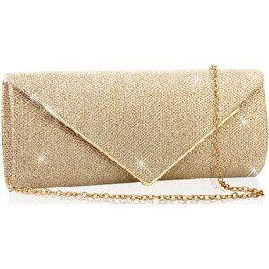 Women Gold Chain Sparkle Clutch Elegance
